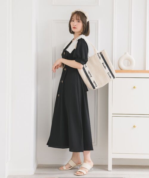 「ems excite」 半袖ワンピース FREE ブラック レディース_画像4