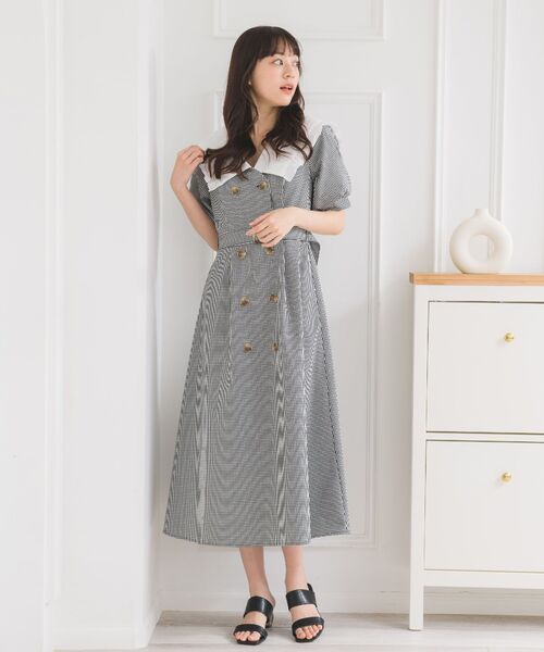 「ems excite」 半袖ワンピース FREE ブラック レディース_画像7