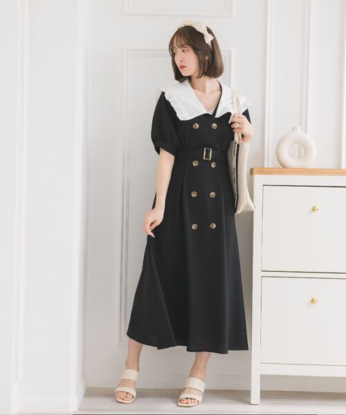 「ems excite」 半袖ワンピース FREE ブラック レディース_画像9