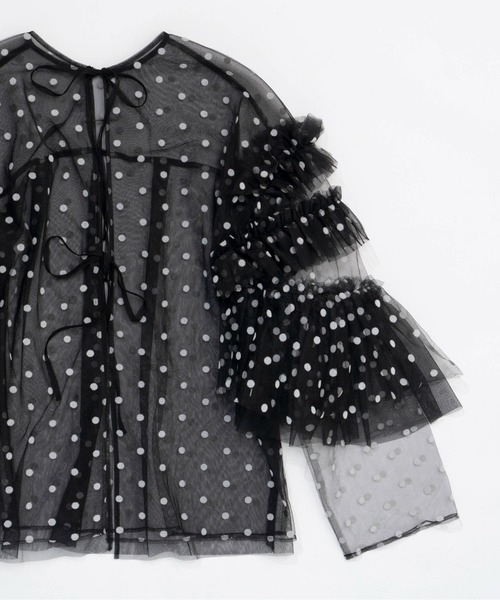 メゾンスペシャル　ドット柄　ブラウス MAISON SPECIAL（メゾンスペシャル） 長袖ブラウス FREE レッド