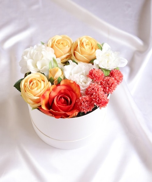 インテリア イエローオレンジローズのBOX FLOWER