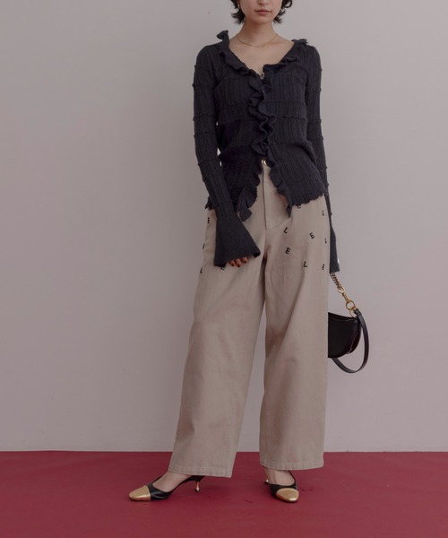 Eimee Law（エイミーロウ） カーディガン ランダムリブフリルニット