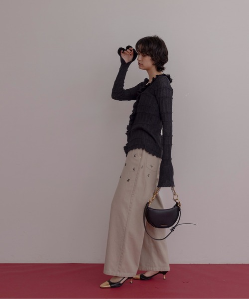 Eimee Law（エイミーロウ） カーディガン ランダムリブフリルニット