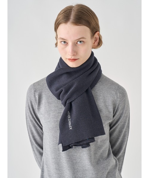 新品 JOHN SMEDLEY マフラー ネイビー タグ付き JOHN SMEDLEY（ジョンスメドレー） マフラー JSロゴインターシャ