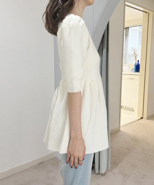 「one after another NICE CLAUP」 半袖ニット FREE オフホワイト レディース_画像7