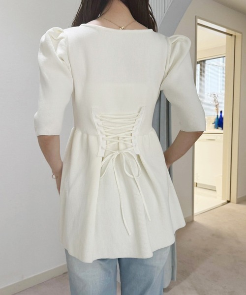 「one after another NICE CLAUP」 半袖ニット FREE オフホワイト レディース_画像8