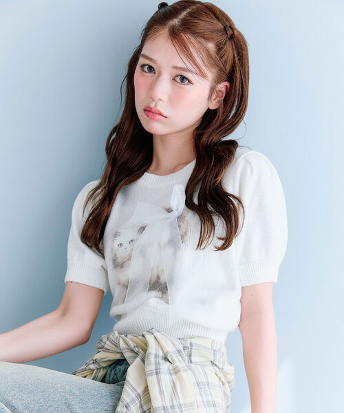 「OLIVE des OLIVE」 半袖ニット FREE イエロー レディース_画像5