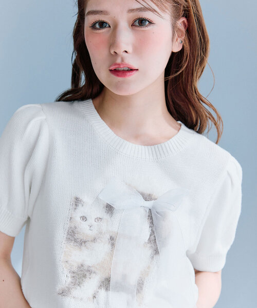 「OLIVE des OLIVE」 半袖ニット FREE イエロー レディース_画像7