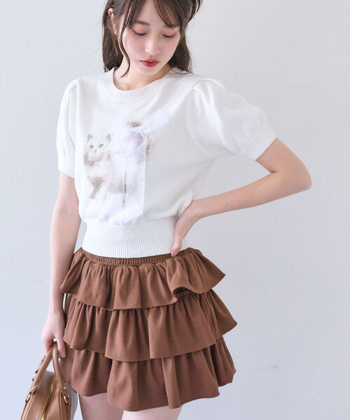 「OLIVE des OLIVE」 半袖ニット FREE イエロー レディース_画像8