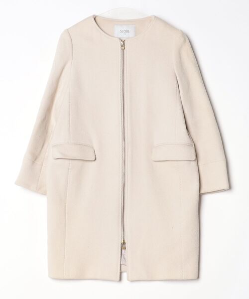 SLOBE IENA ボンディングノーカラーコート ベージュ イエナ SLOBE IENA ボンディングノーカラーコート ベージュ イエナ