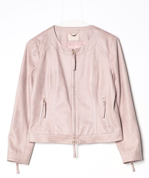 83美品　大きいサイズ　Rose Tiara ノーカラー ジャケット Rose Tiara（ローズティアラ） ノーカラージャケット 38 ブラウン