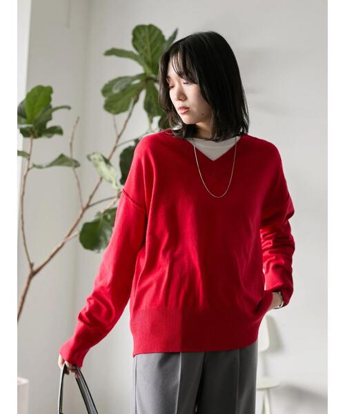 Samansa Mos2 blue（サマンサモスモスブルー） ニット セーター V