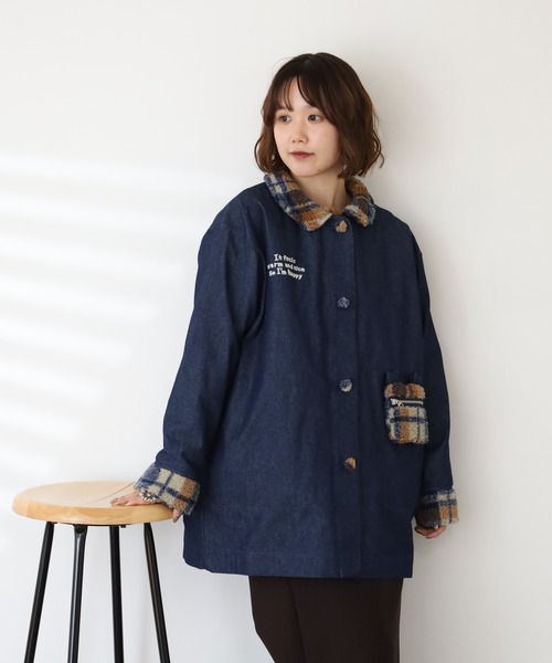 美品Magine(マージン) デニムインディゴブルーコートジャケットLサイズ 美品 Magine マージン テンセルデニムショップコート М インディゴ