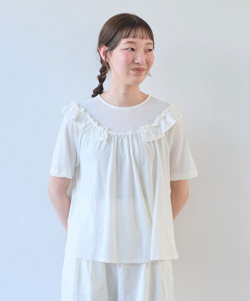 bulle de savon（ビュルデサボン） tシャツ 強撚 フリルTシャツ