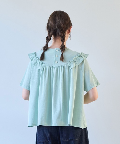 bulle de savon（ビュルデサボン） tシャツ 半袖 強撚 フリルTシャツ