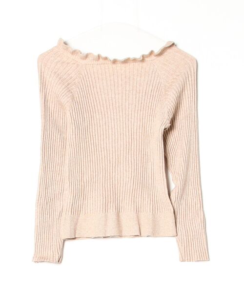 「flower」 リボン長袖ニット - ベージュ レディース_画像2