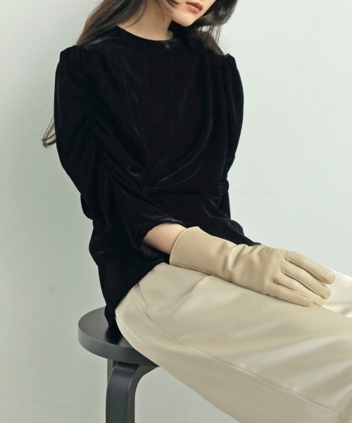 anuke（アンヌーク） anuke Velour Gather Blouse レディース