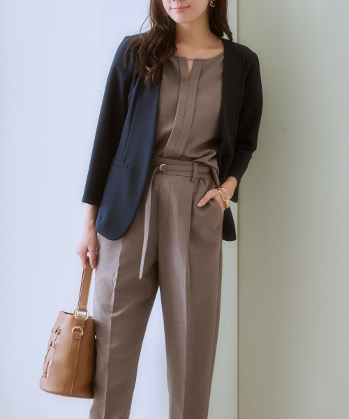 7days Life Styling ノーカラージャケット S ネイビー レディース