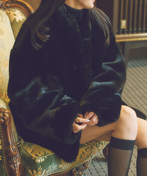 Plage ファーコート minou furlyコート　フリーサイズ　ブラック plage（プラージュ） コート アウター minou furly コート レディース