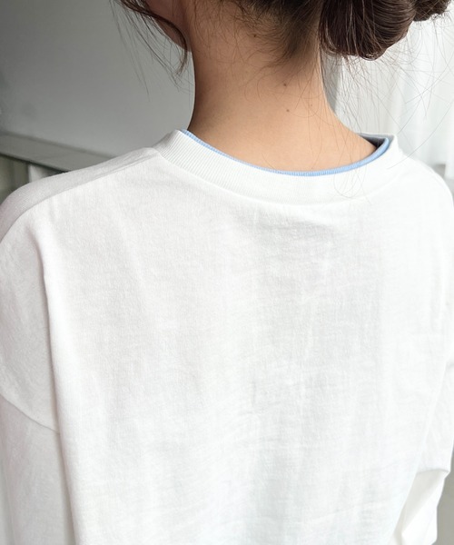 moment+ ヘンリーネック tシャツ ヘンリーネックバイカラー配色