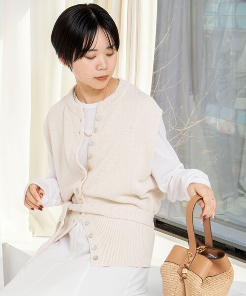 NOLLEY'S（ノーリーズ） ベスト ジレ 「手洗い可能」ペーパーヤーン