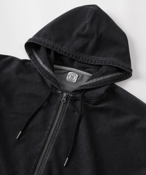 パーカー 「84」ウォッシュ加工 カットデニム ストレッチ ジップ