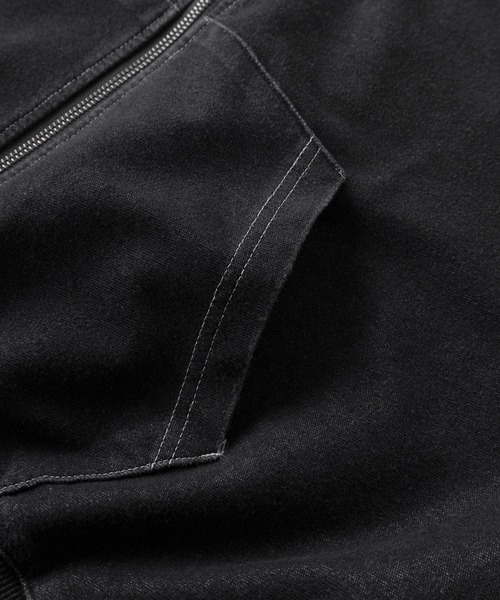パーカー 「84」ウォッシュ加工 カットデニム ストレッチ ジップ