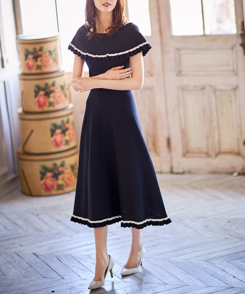 「tocco closet」 ノースリーブワンピース M ベージュ レディース_画像3