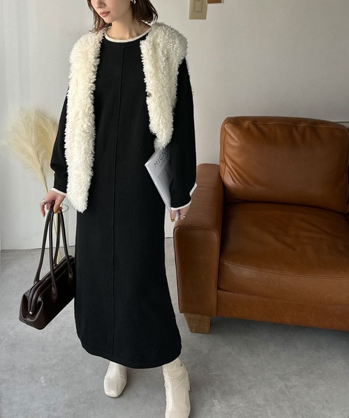 「classicalelf」 ニットワンピース LARGE ブラック レディース_画像4