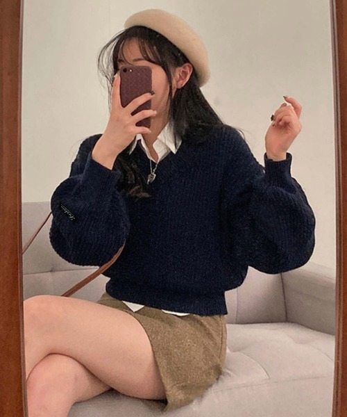 「Girly Doll」 「Doula Doula」長袖ニット FREE レッド レディース_画像4