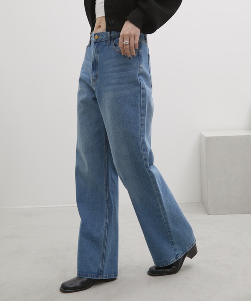 「Aunt Marie's」 デニムパンツ MEDIUM ライトブルー レディース_画像4