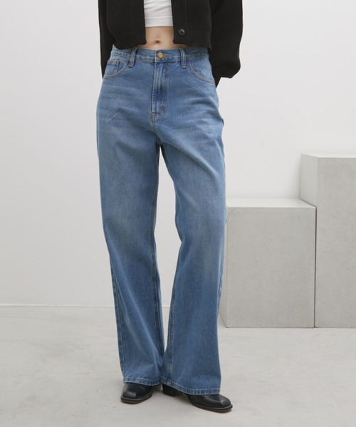 「Aunt Marie's」 デニムパンツ MEDIUM ライトブルー レディース_画像6