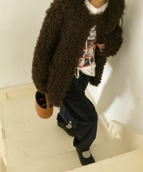 「FAVORITO」 ノーカラージャケット F ベージュ レディース_画像6