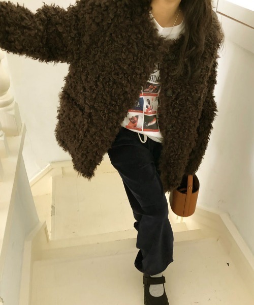 「FAVORITO」 ノーカラージャケット F ベージュ レディース_画像7