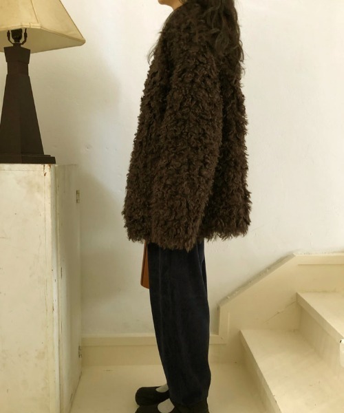 「FAVORITO」 ノーカラージャケット F ベージュ レディース_画像8