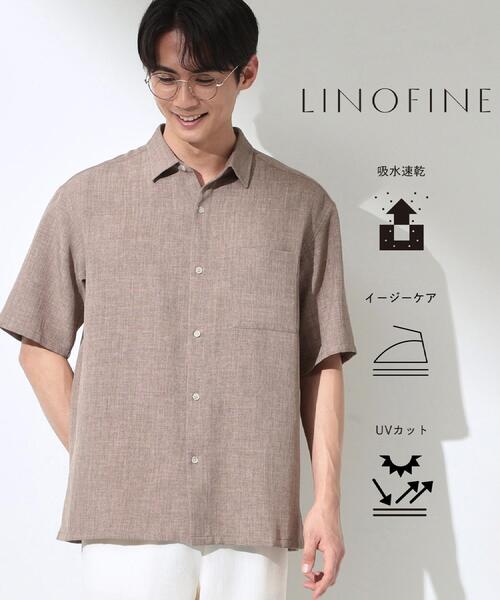 THE SHOP TK シャツ 半袖 「LINO FINE」 リネンライク半袖シャツ UV