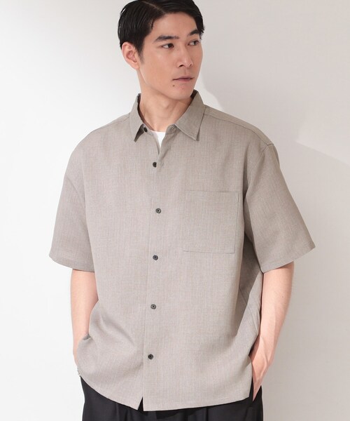 THE SHOP TK シャツ 半袖 「LINO FINE」 リネンライク半袖シャツ UV