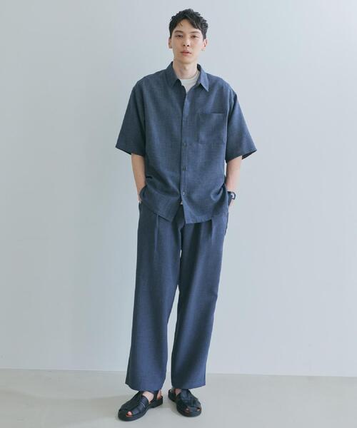 THE SHOP TK シャツ 「LINO FINE」 リネンライク半袖シャツ UVカット