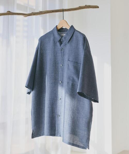 THE SHOP TK シャツ 半袖 「LINO FINE」 リネンライク半袖シャツ UV