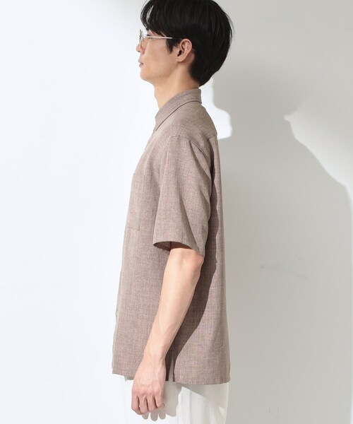 THE SHOP TK シャツ 「LINO FINE」 リネンライク半袖シャツ UVカット