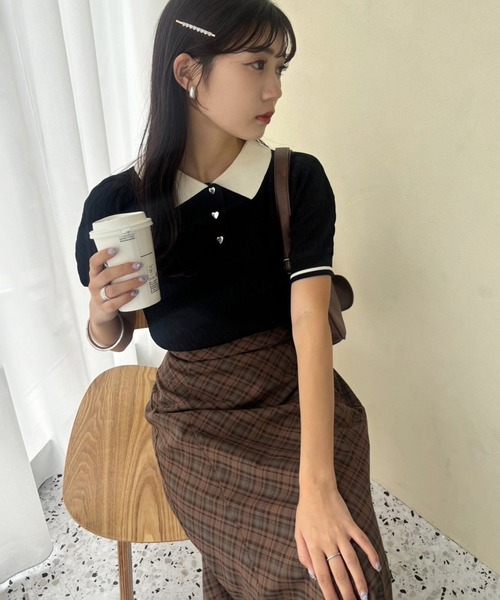 「one after another NICE CLAUP」 半袖ニット FREE ブラック レディース_画像6