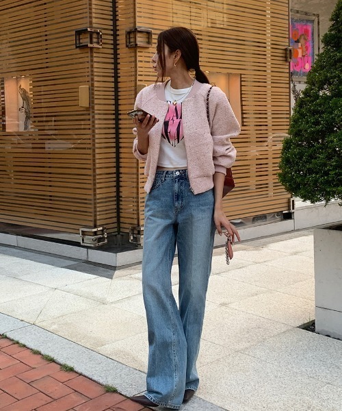 Aelina ブルゾン アウター ツイードスタジャン レディース : ZOZOTOWN