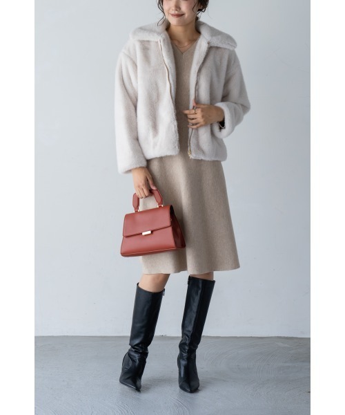 「M.deux」 ニットワンピース MEDIUM グレー レディース_画像4