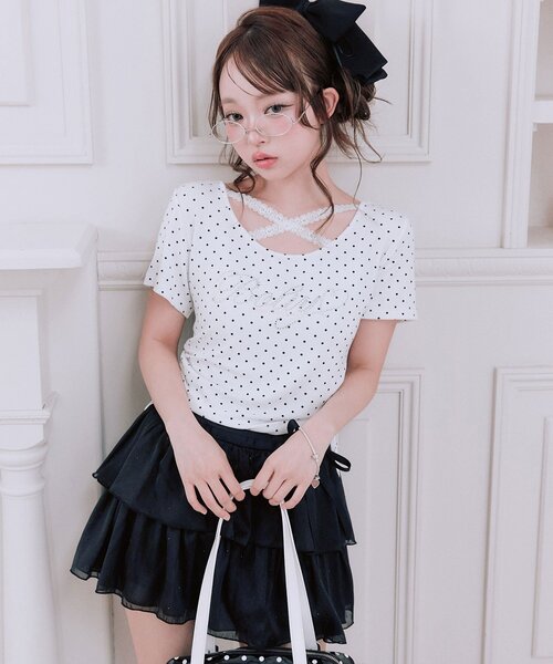 OLIVE des OLIVE（オリーブデオリーブ） tシャツ 胸クロスドロストT