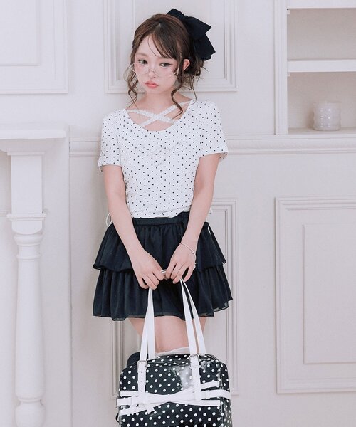 OLIVE des OLIVE（オリーブデオリーブ） tシャツ 胸クロスドロストT