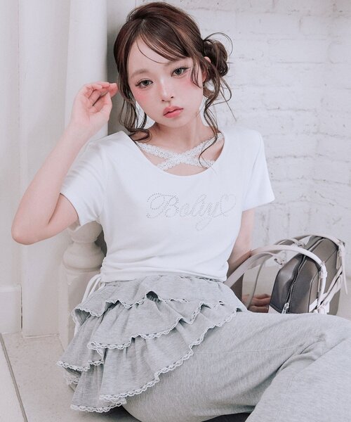 OLIVE des OLIVE（オリーブデオリーブ） tシャツ 半袖 胸クロス
