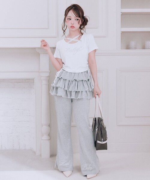 OLIVE des OLIVE（オリーブデオリーブ） tシャツ 胸クロスドロストT