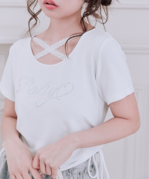 OLIVE des OLIVE（オリーブデオリーブ） tシャツ 胸クロスドロストT