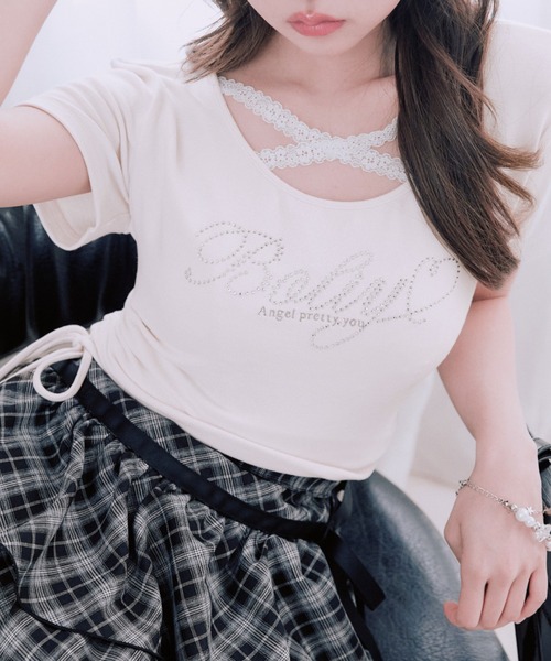 OLIVE des OLIVE（オリーブデオリーブ） tシャツ 胸クロスドロストT