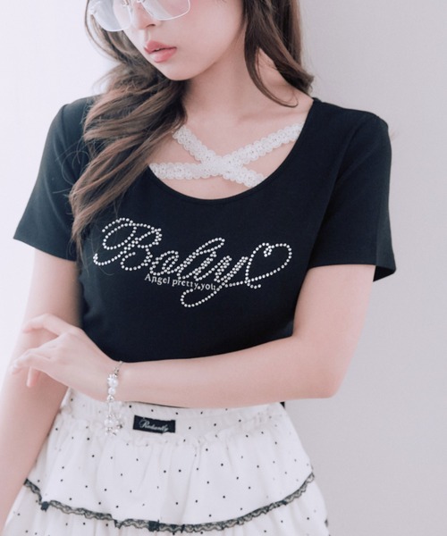 OLIVE des OLIVE（オリーブデオリーブ） tシャツ 胸クロスドロストT
